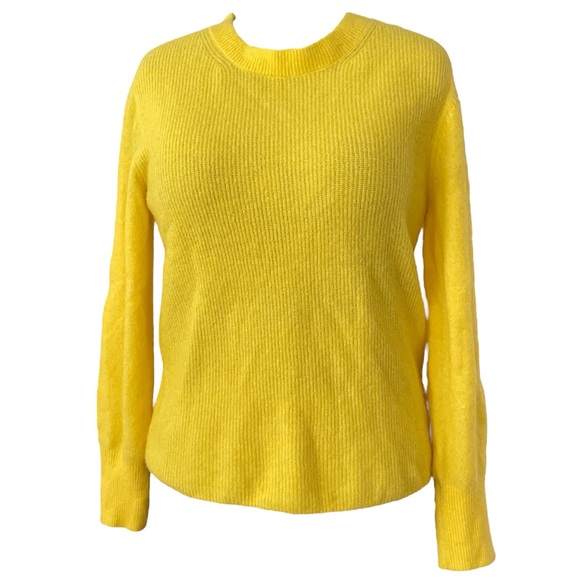 Banana Republic vibrant yellow wool blend crew neck long sleeve sweater Sz: M - Picture 2 of 9